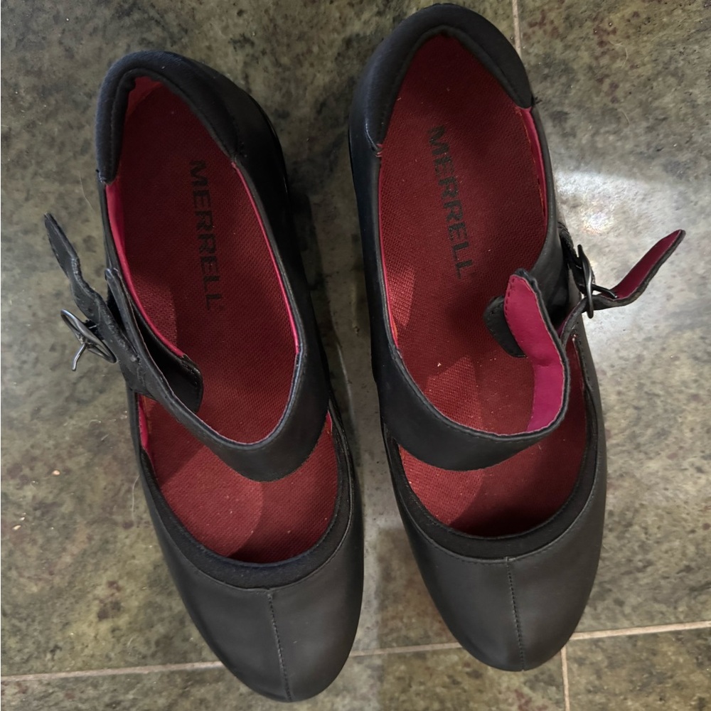 Merrell Angelic Emme Mary Jane Shoes Buckle Comfort Leather Black Women's US6.5